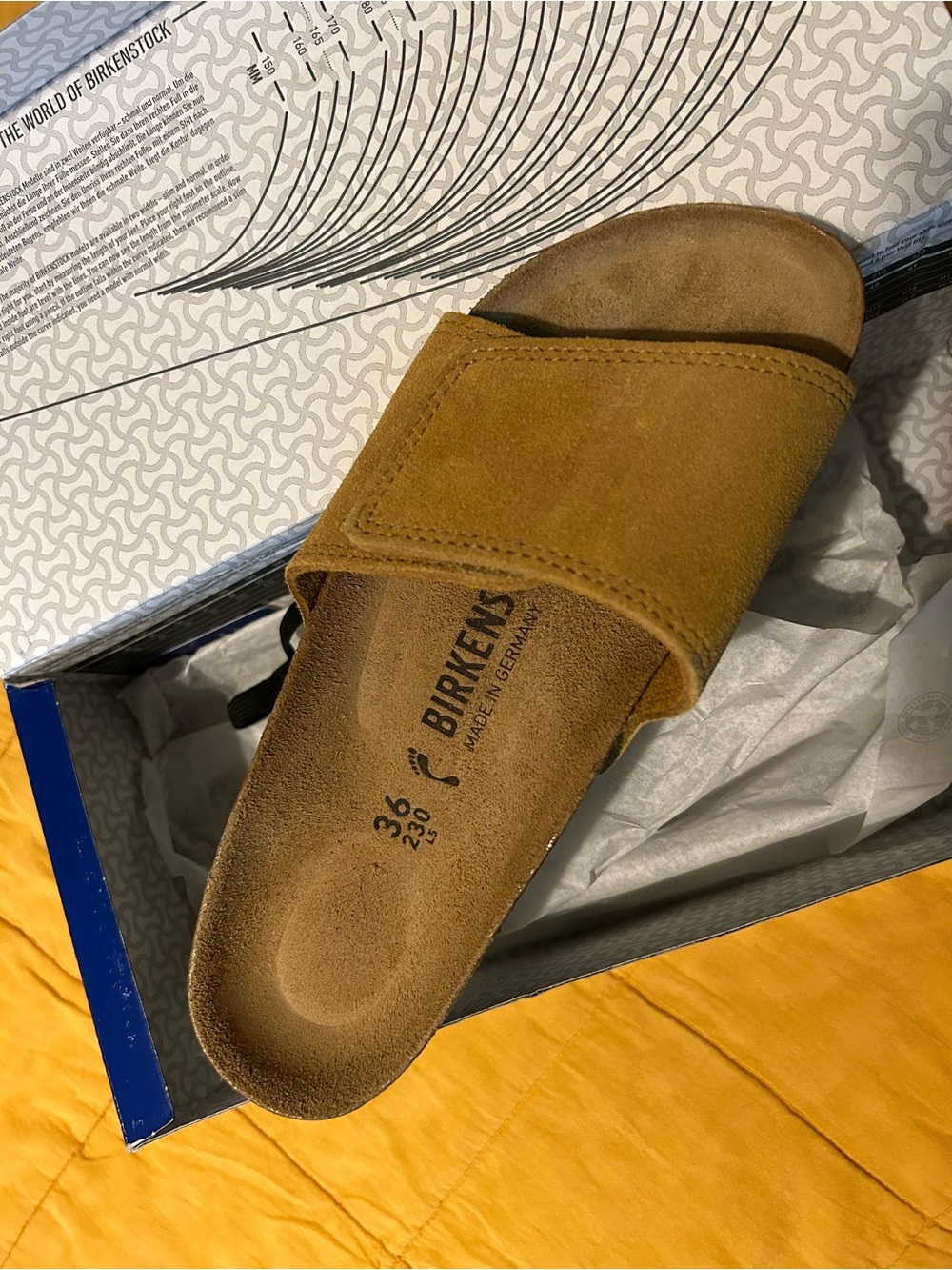 Birkenstock Sylt Suede Slide Sandals in Cork Brown - Picture 4 of 5